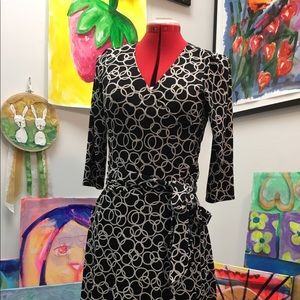 AGB 3/4 Sleeve Faux Wrap Dress